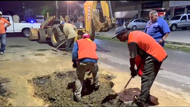 Bacheo en el casco central