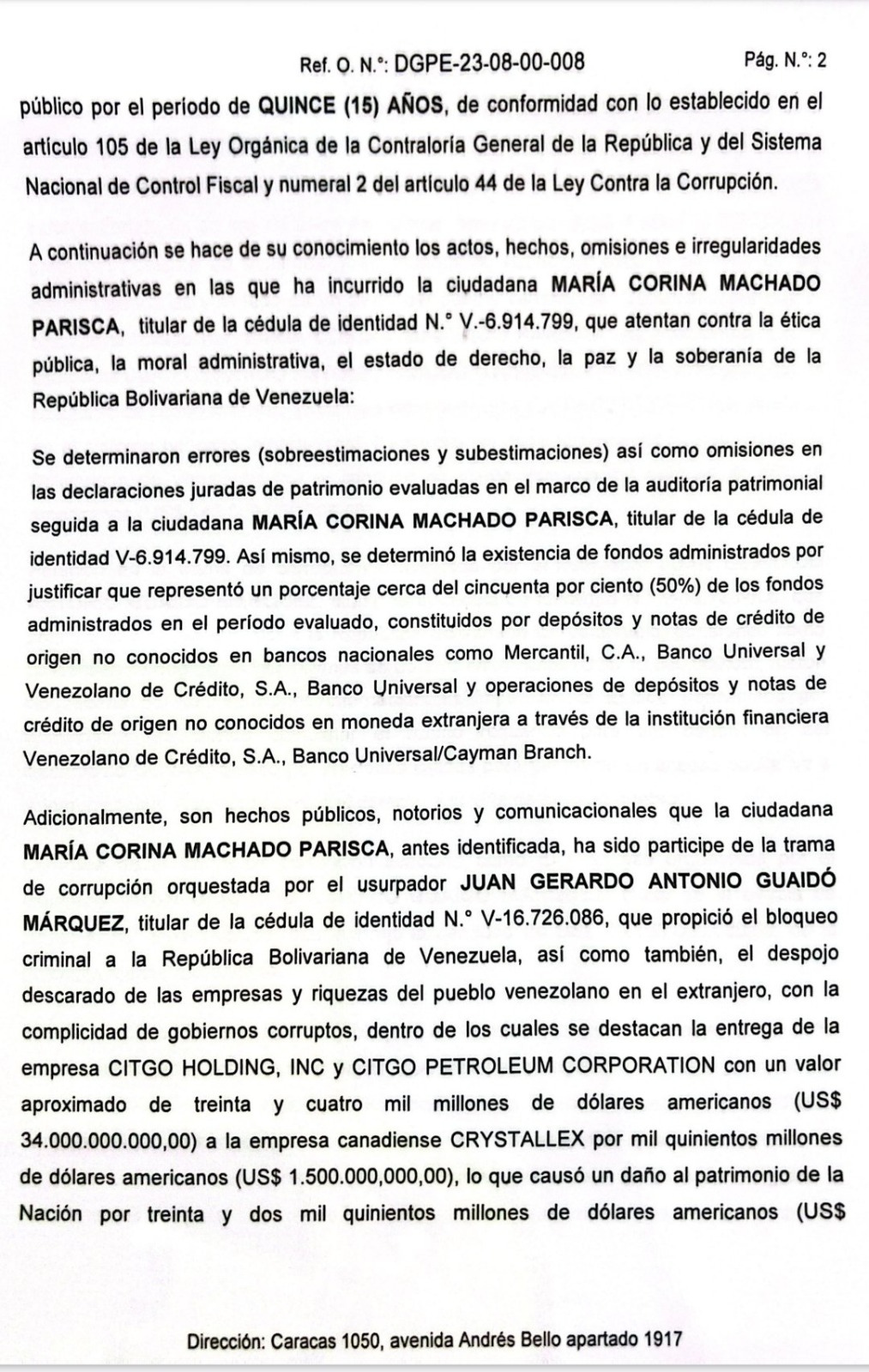 Inhabilitación de María Corina Machado  presidenciales