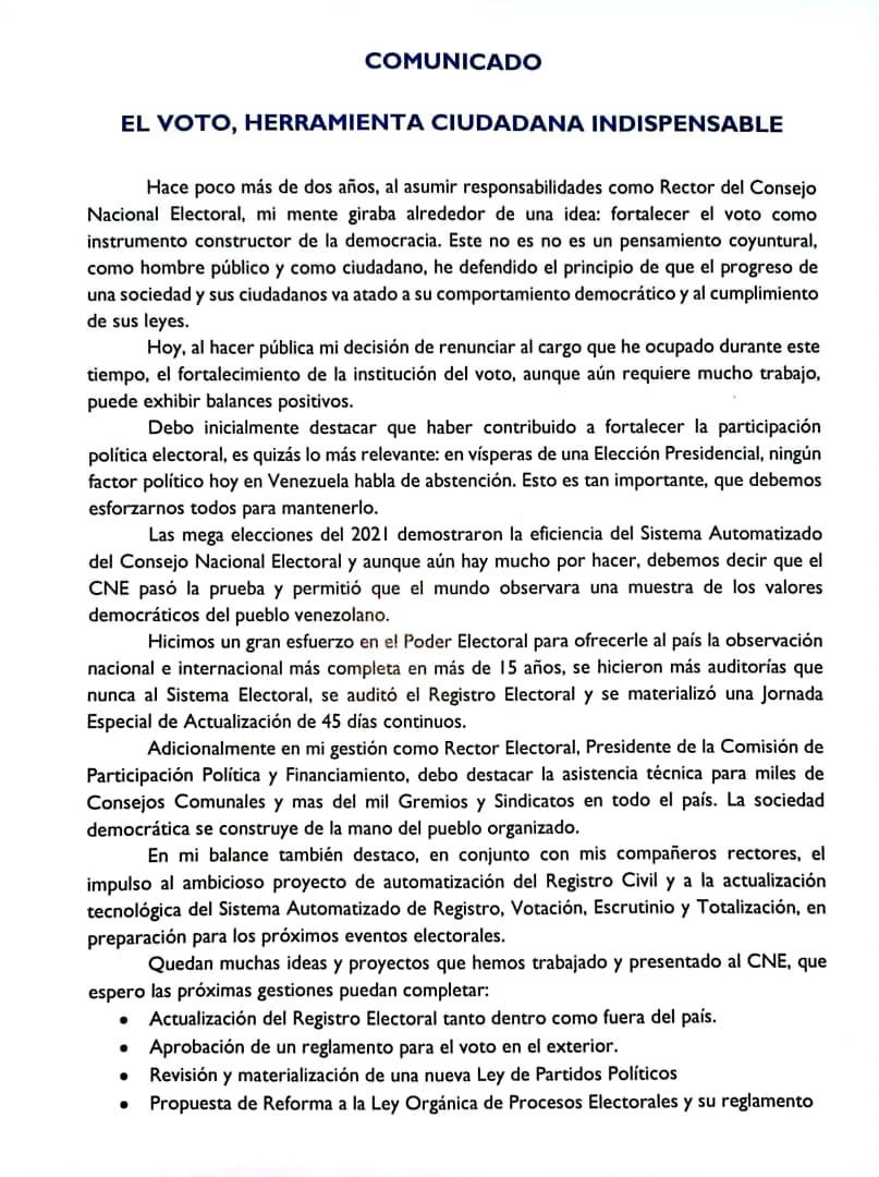 Rector Enrique Márquez renuncia