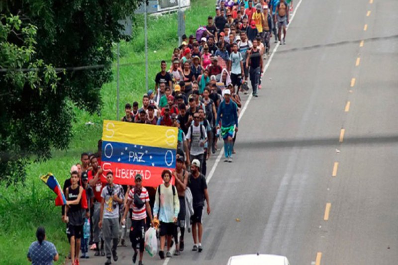 Caravana de migrantes venezolanos sale de M xico hacia EEUU El