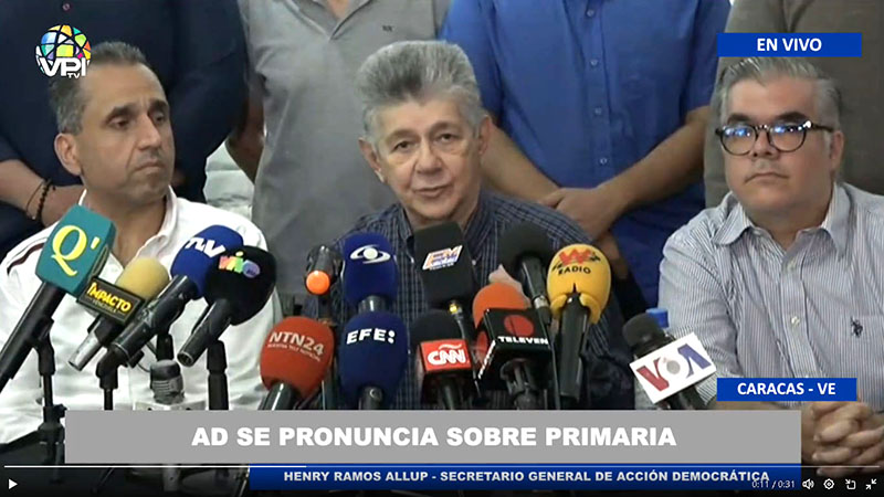 Henry Ramos Allup reconoce triunfo de María Corina Machado