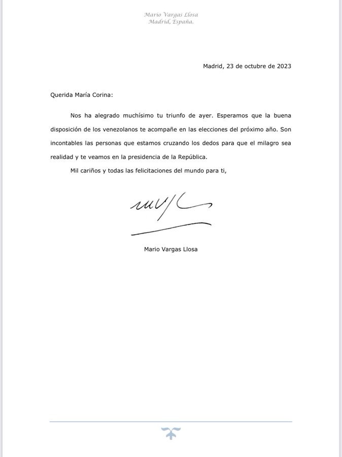 Mario Vargas Llosa María Corina Machado