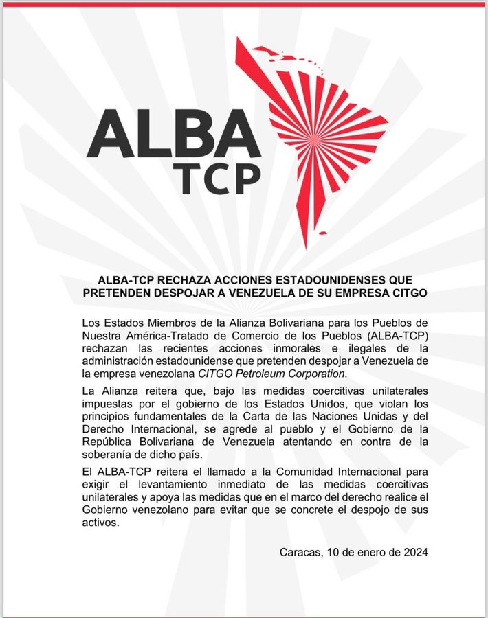 ALBA-TCP condena acciones de EEUU