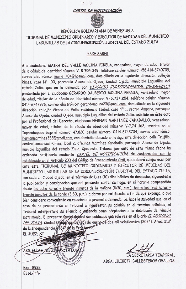 MAIRA DEL VALLE MOLINA PIRELA