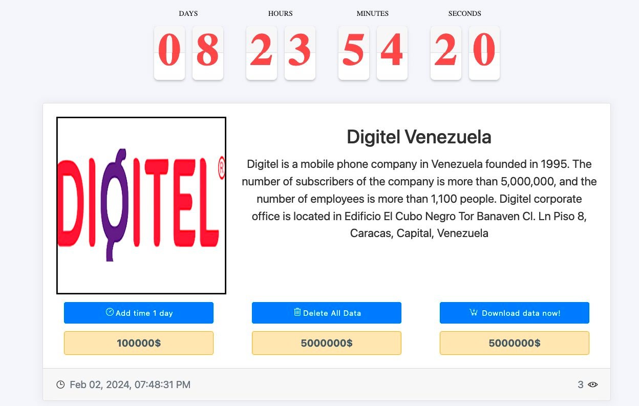 Ciberdelincuentes exigen $5 millones Digitel