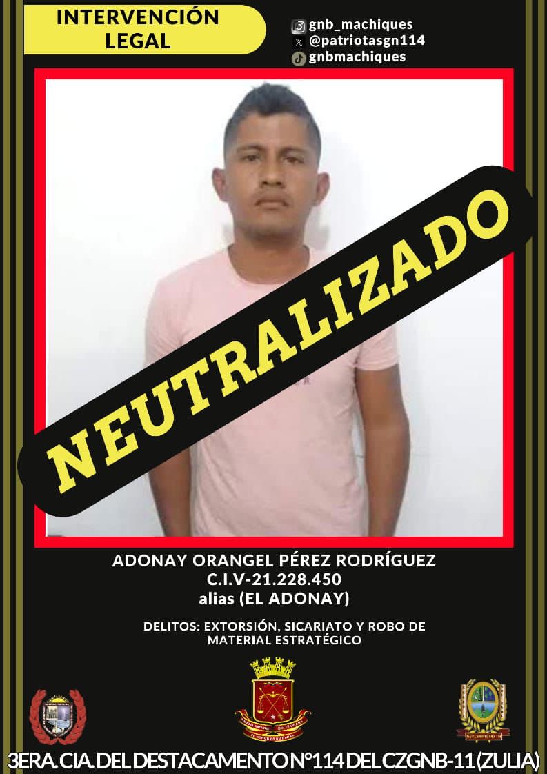 GNB abatió a alias “El Adonai” en La Cañada de Urdaneta