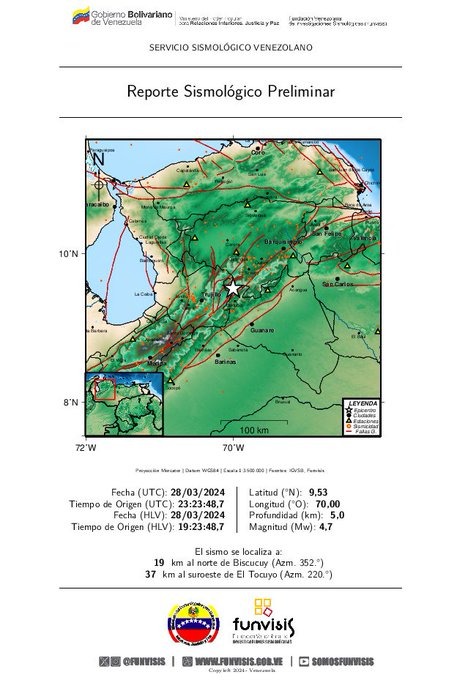 Temblor de magnitud 4.7 se sintió en Zulia, Lara y Portuguesa