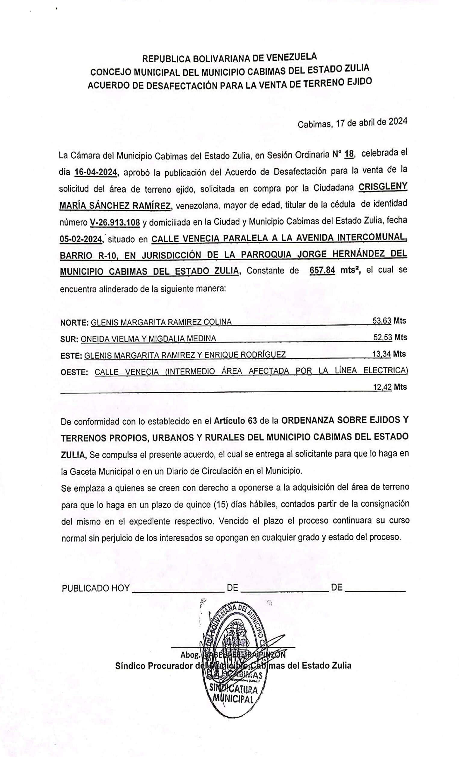 CRISGLENY MARÍA SÁNCHEZ RAMÍREZ