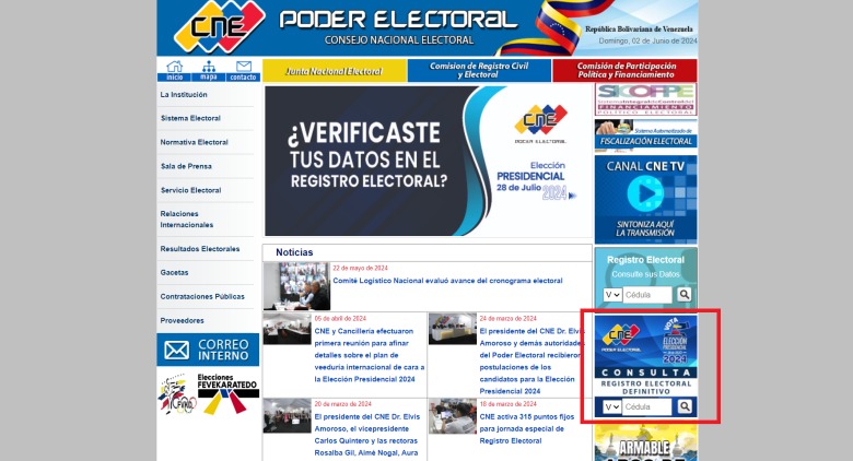 CNE publicó el Registro Electoral definitivo