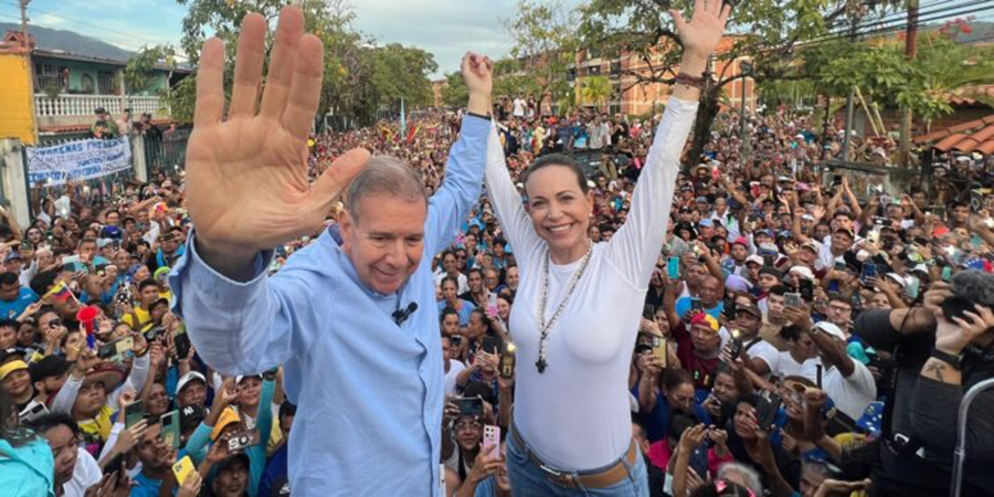 Edmundo Gonz Lez Y Mar A Corina Machado Encabezaron Multitudinario Acto   Edmundo Gonzalez Y Maria Corina Machado 2 