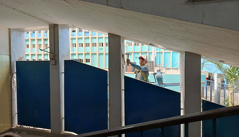 La rehabilitación del HUM avanza con pintura, acondicionamiento y un importante trabajo en el piso nueve donde funciona el área de nefrología.