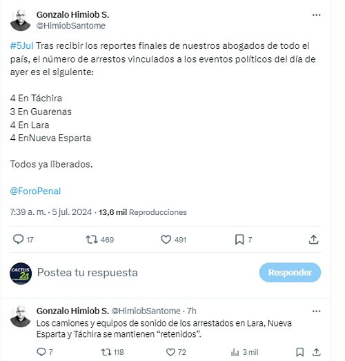 Liberados 15 opositores detenidos