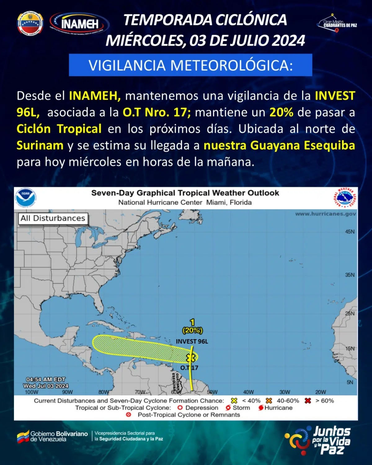 Onda tropical 17 llega este miércoles a Venezuela