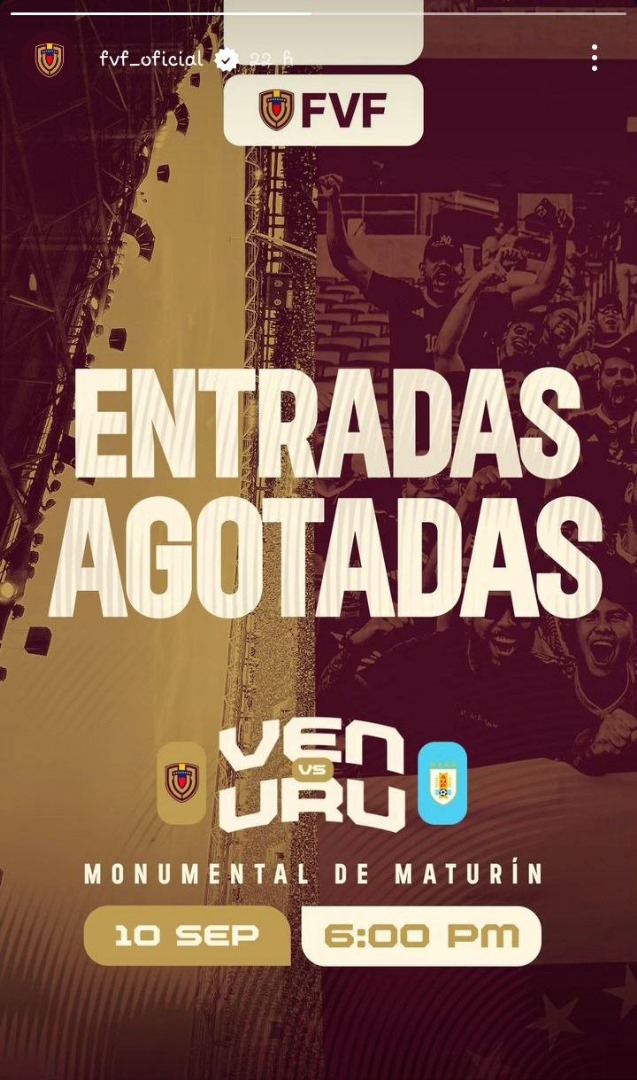 Se agotaron las entradas para el juego de Venezuela con Uruguay