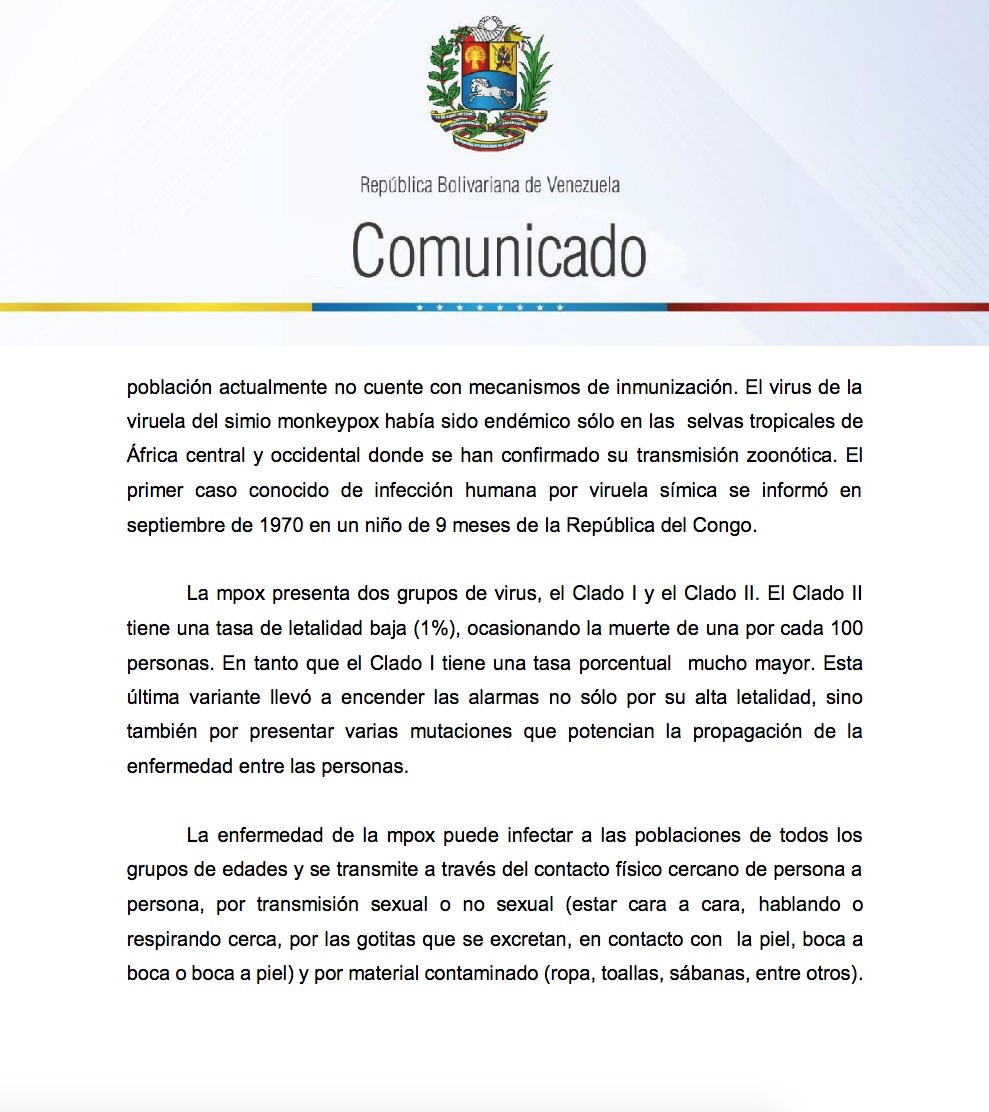 Venezuela activa vigilancia epidemiológica por viruela del mono