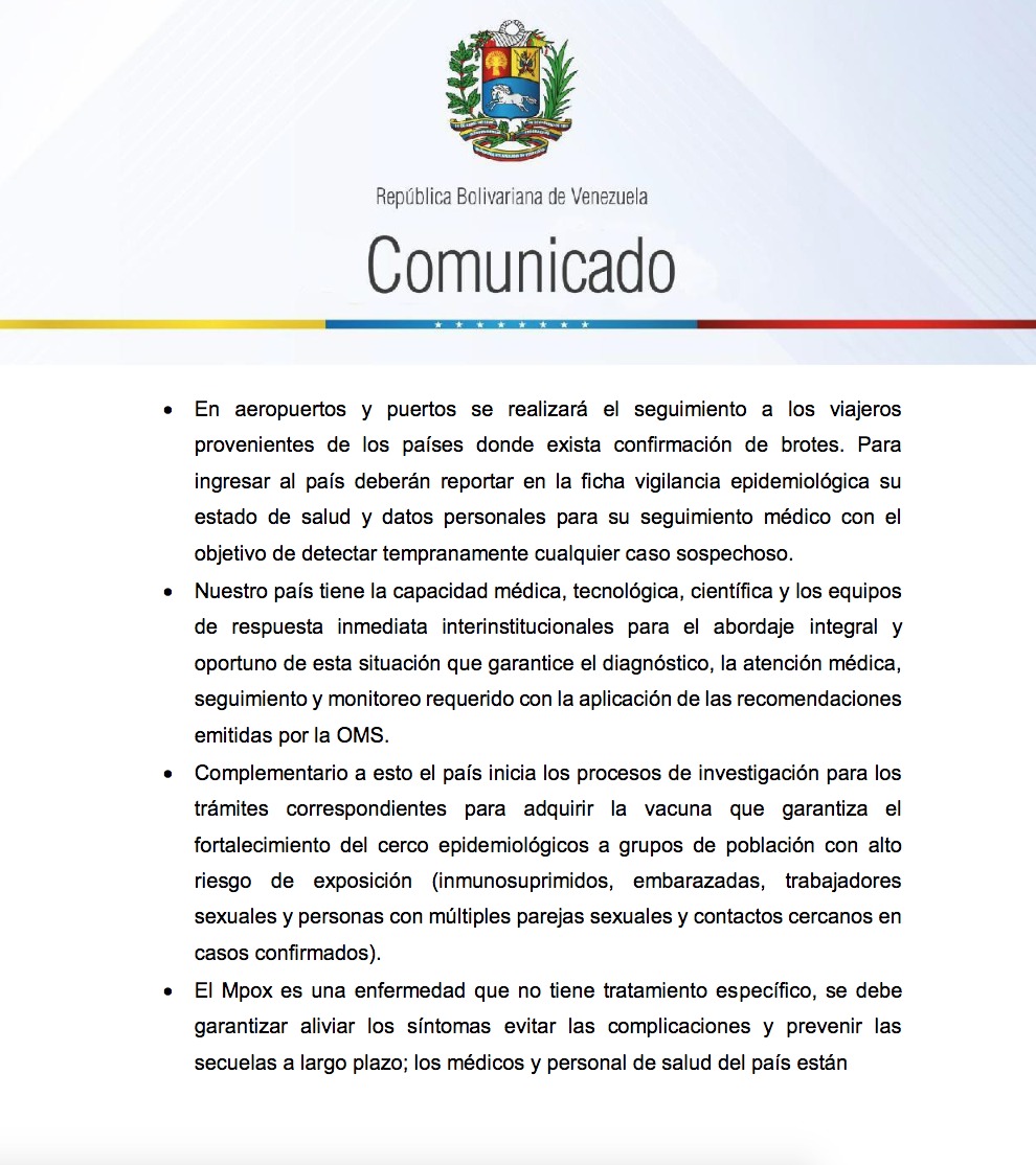Venezuela activa vigilancia epidemiológica por viruela del mono