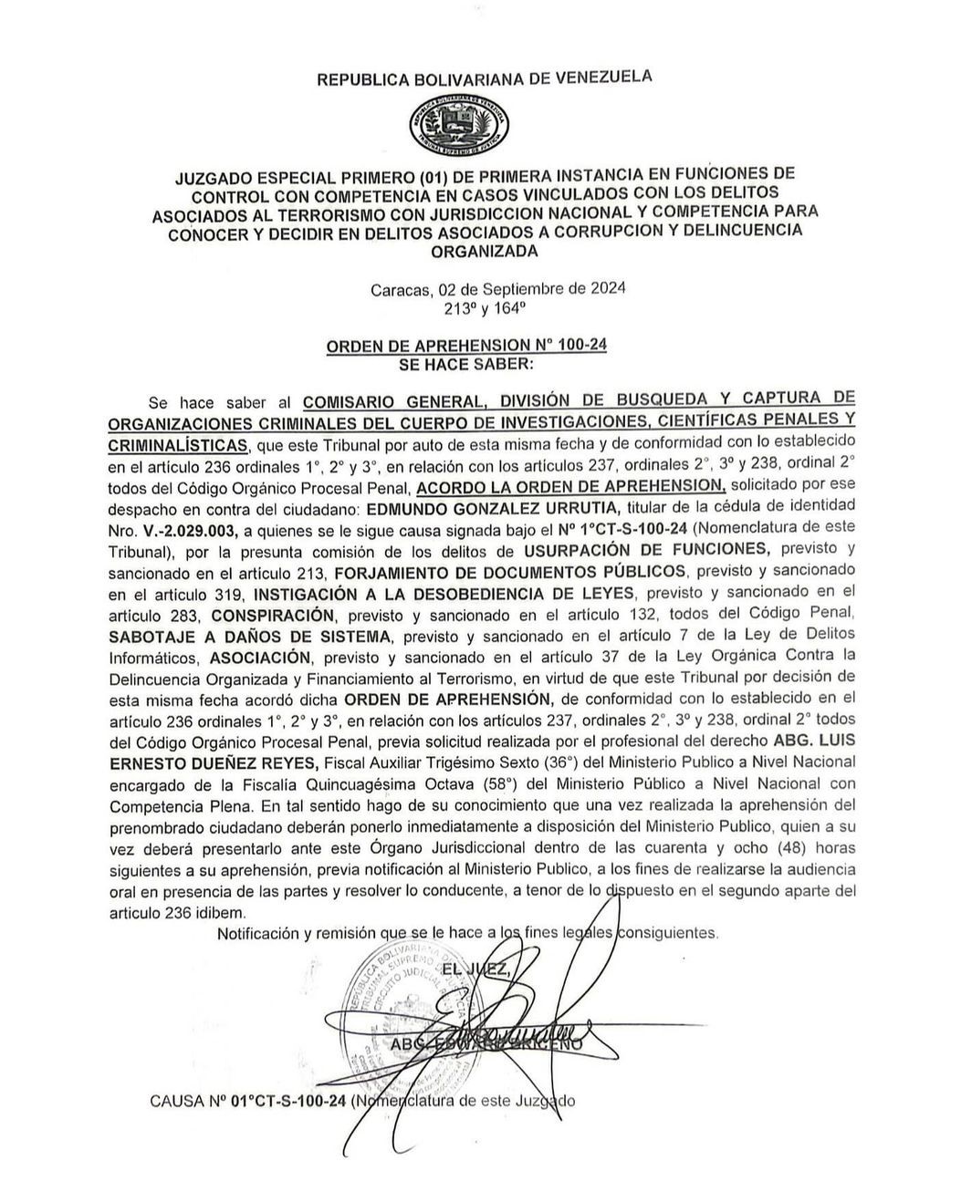 Cicpc captura contra Edmundo González