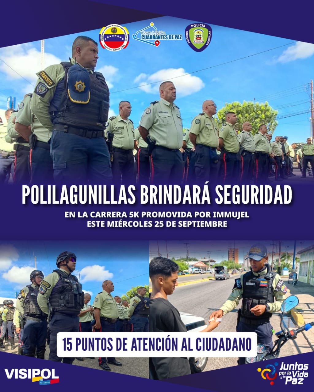 PoliLagunillas brindará seguridad en la Carrera 5K promovida por IMMUJEL