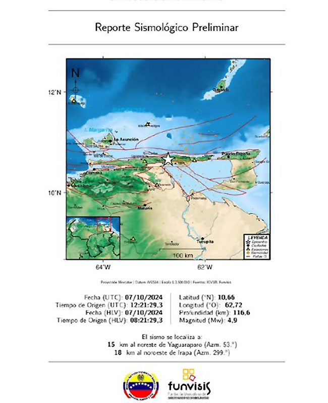 Nuevo sismo de 4.9 remece el oriente de Venezuela