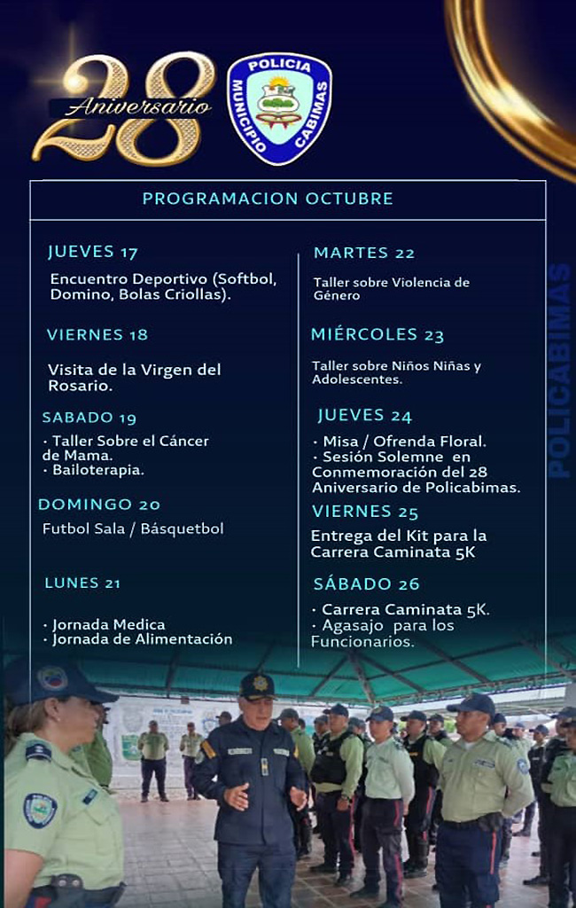 Programación de Policabimas en su aniversario 28