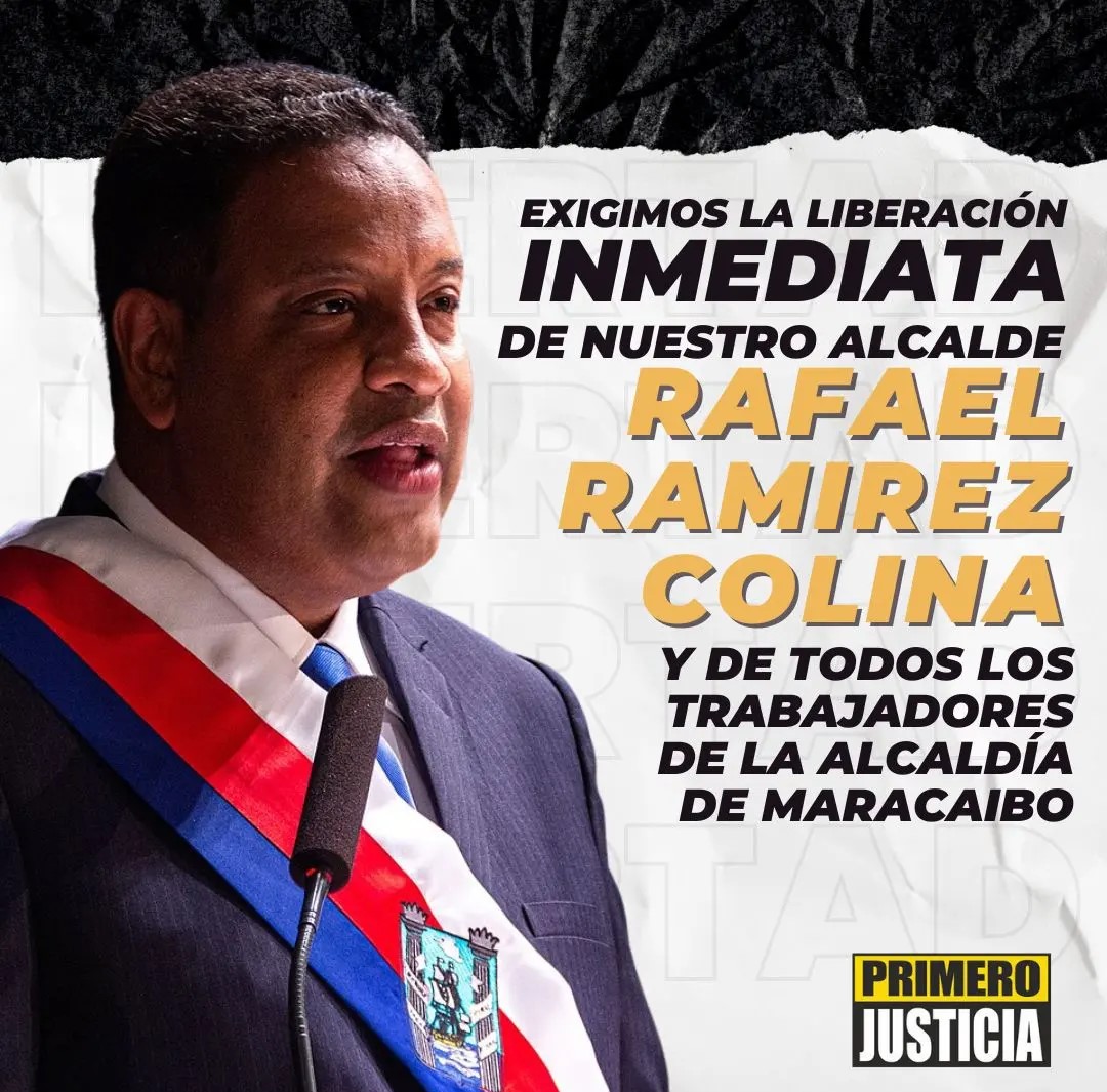 MARACAIBO.-El partido Primero Justicia emitió un comunicado la mañana de este miércoles 2 de octubre donde rechaza la detención del alcalde de Maracaibo, Rafael Ramírez Colina junto a otros funcionarios del ayuntamiento Marabino.