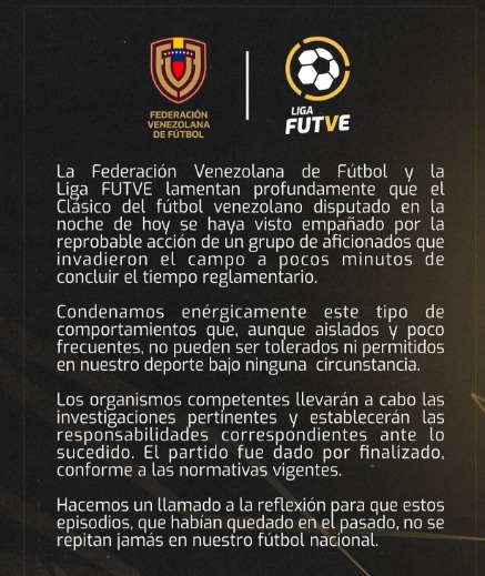 Incidentes en el clásico Caracas Táchira