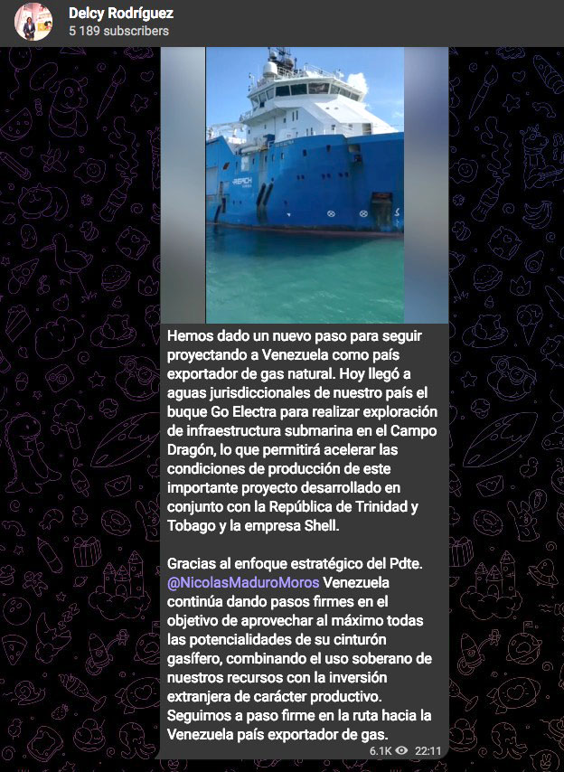 Llegó al país buque para las exploraciones submarinas de gas en el Campo Dragón