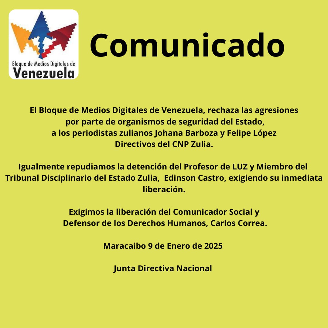 Agredieron a dos periodistas del  CNP Zulia y detuvieron a otro