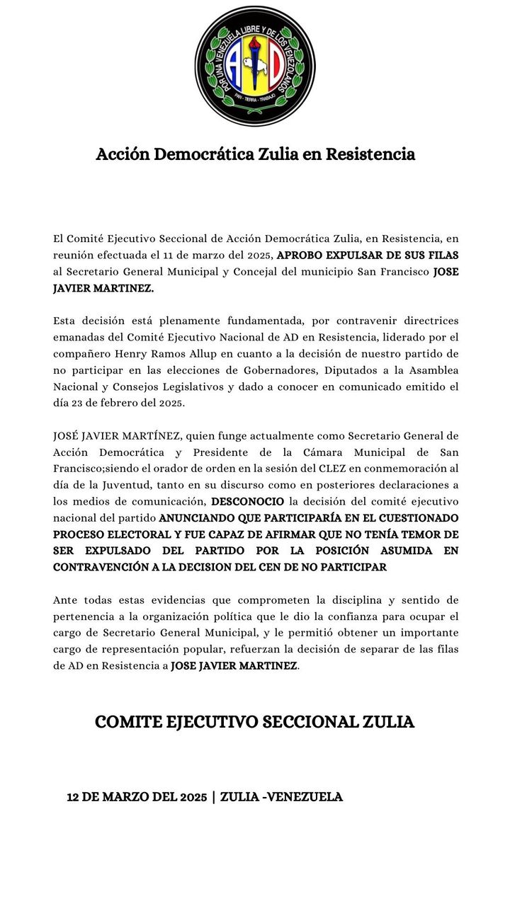 AD expulsó al presidente de la Cámara Municipal de San Francisco