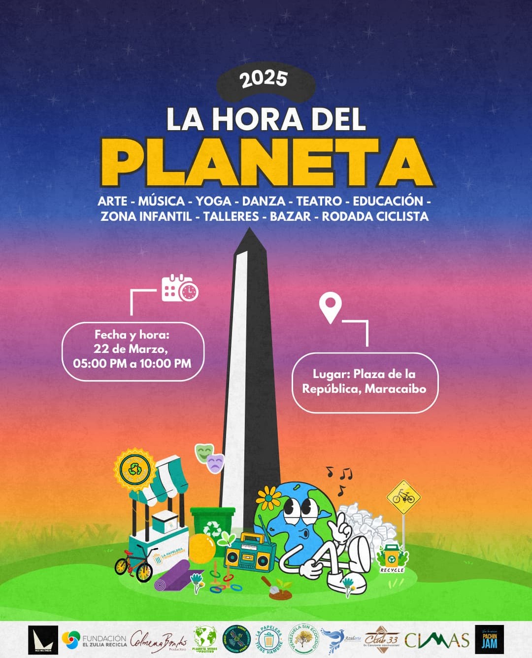 La familia marabina celebra la Hora del Planeta en Plaza de la República
