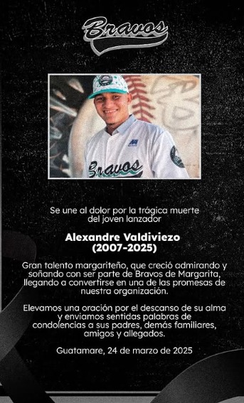 Murió joven lanzador de Bravos de Margarita en accidente de moto