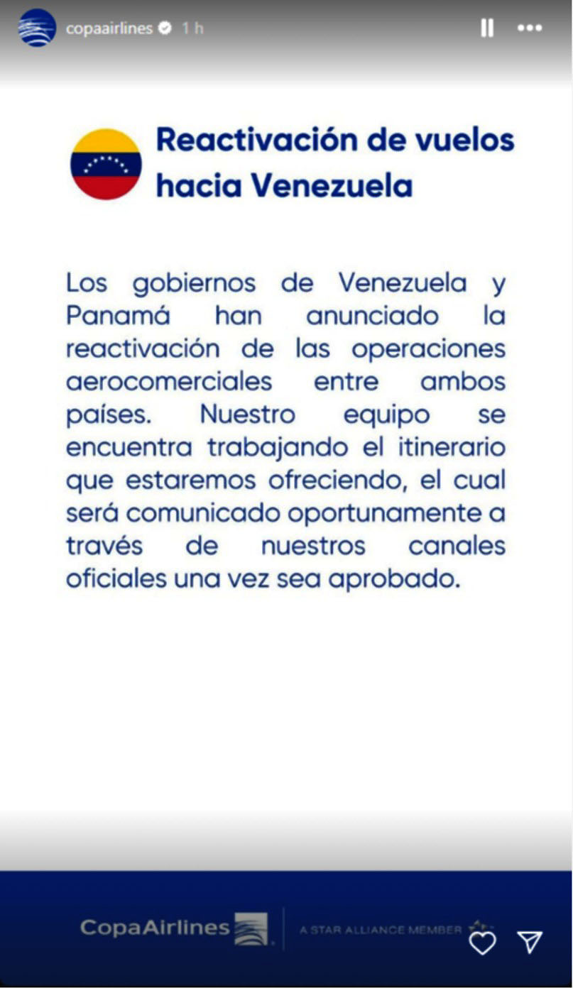 Venezuela y Panamá preparan reapertura de vuelos comerciales