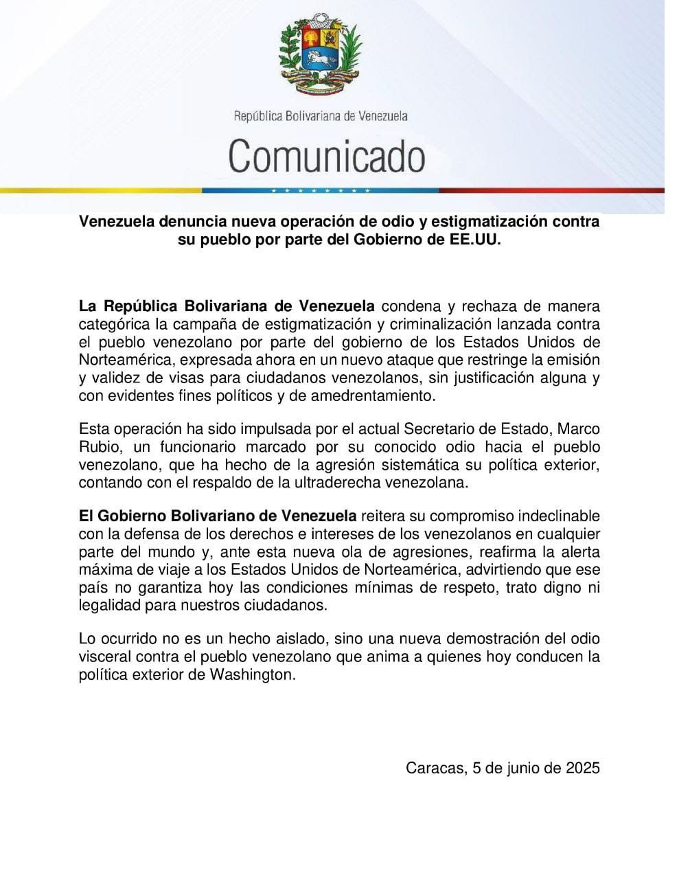 Cancillería cuestionó medidas de Trump 
