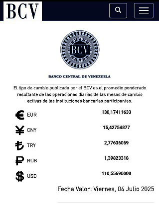 En Bs 110 55 se cotizará el dólar BCV este viernes 4 de julio
