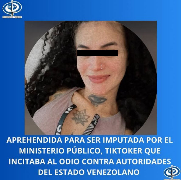 MP informa detención de tiktoker «La Hija de Dios» por incitación al odio