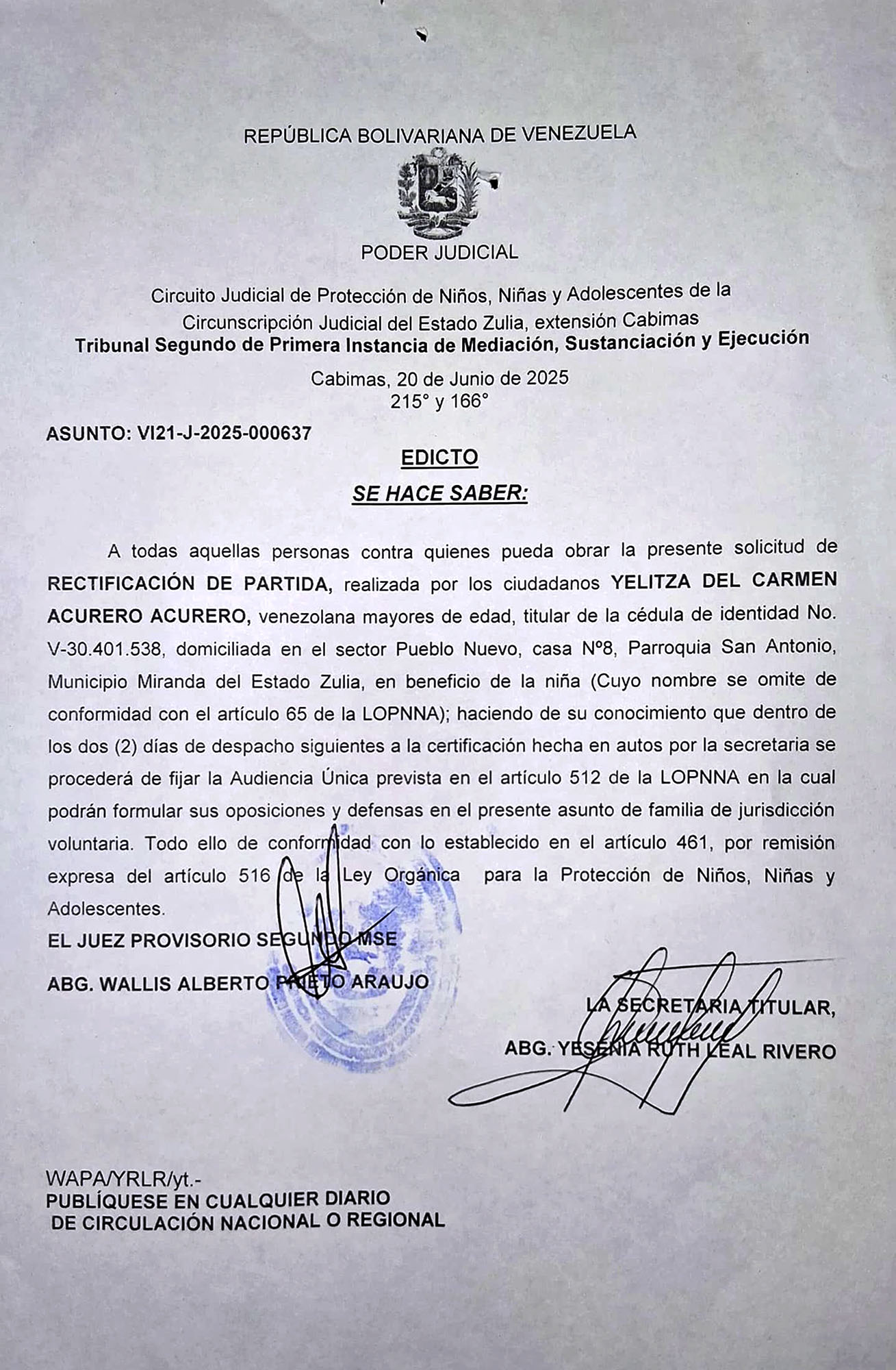 YELITZA DEL CARMEN ACURERO ACURERO