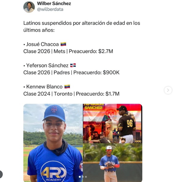 MLB suspende a dos prospectos venezolanos por falsificar sus edades