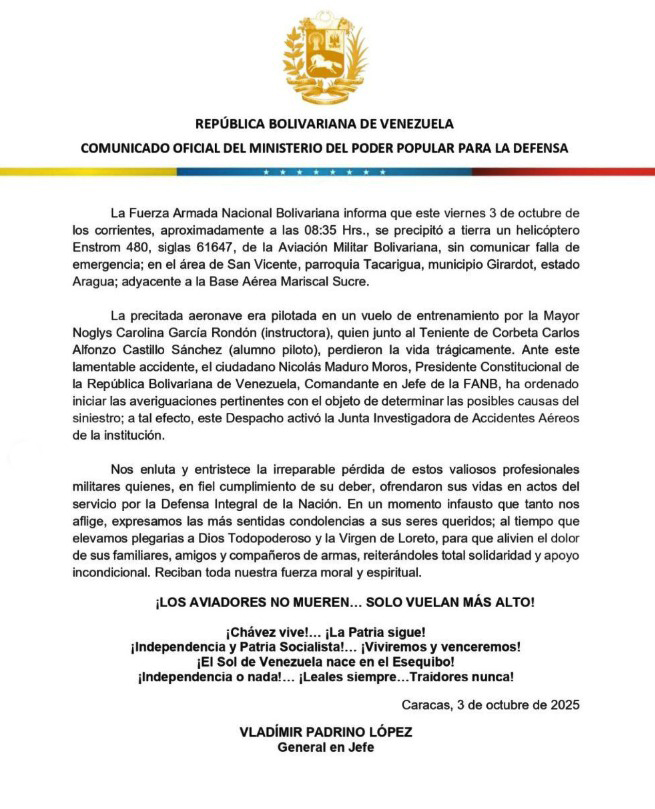 FANB investiga causas del accidente del helicóptero militar en Aragua