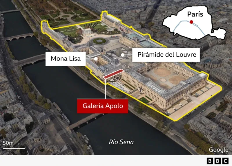 Dos sospechosos por robo de joyas del Louvre