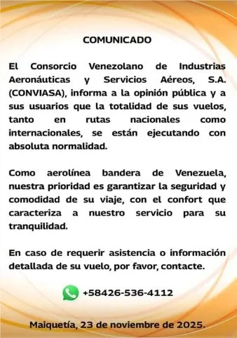 Conviasa y Estelar confirman total normalidad en sus operaciones y vuelos