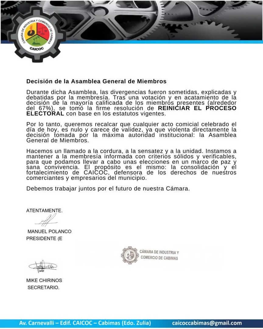 Junta directiva de Caicoc Elecciones