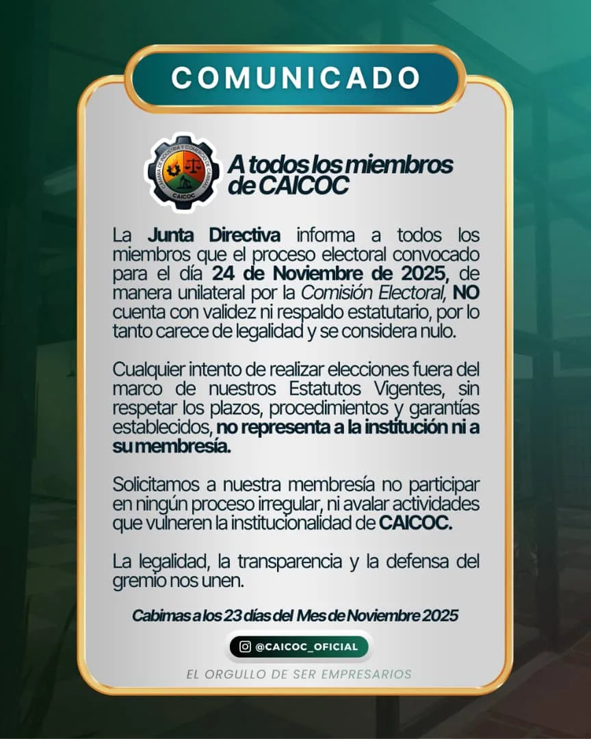 Junta directiva de Caicoc declara "nulo" el proceso electoral