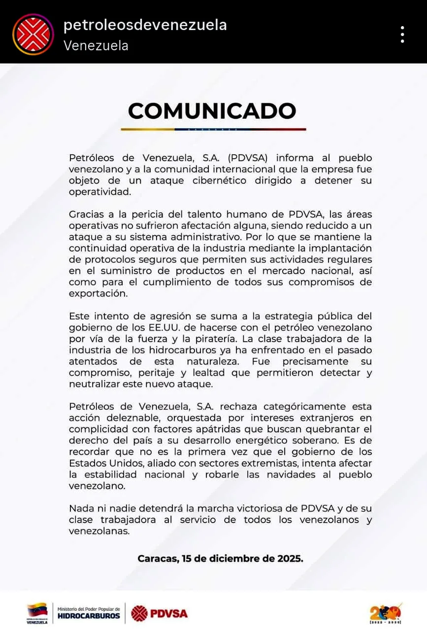 Pdvsa fue objeto de un ataque cibernético
