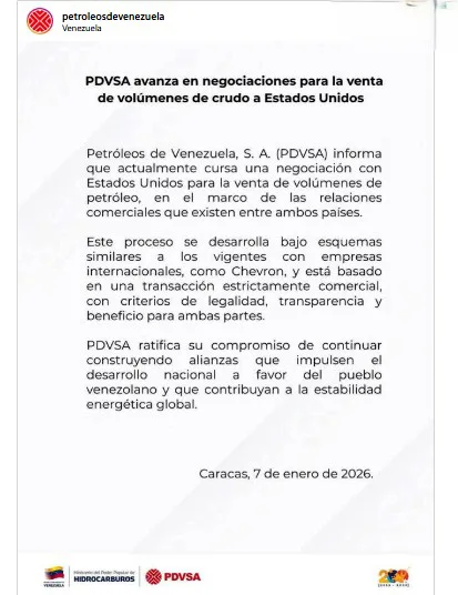 Pdvsa negociación con el país norteamericano