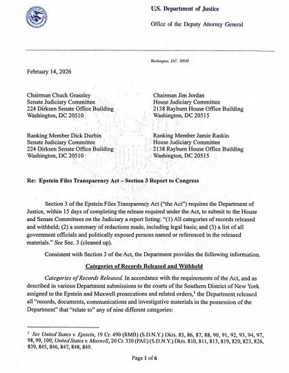 Pam Bondi publicó completa la lista Epstein 