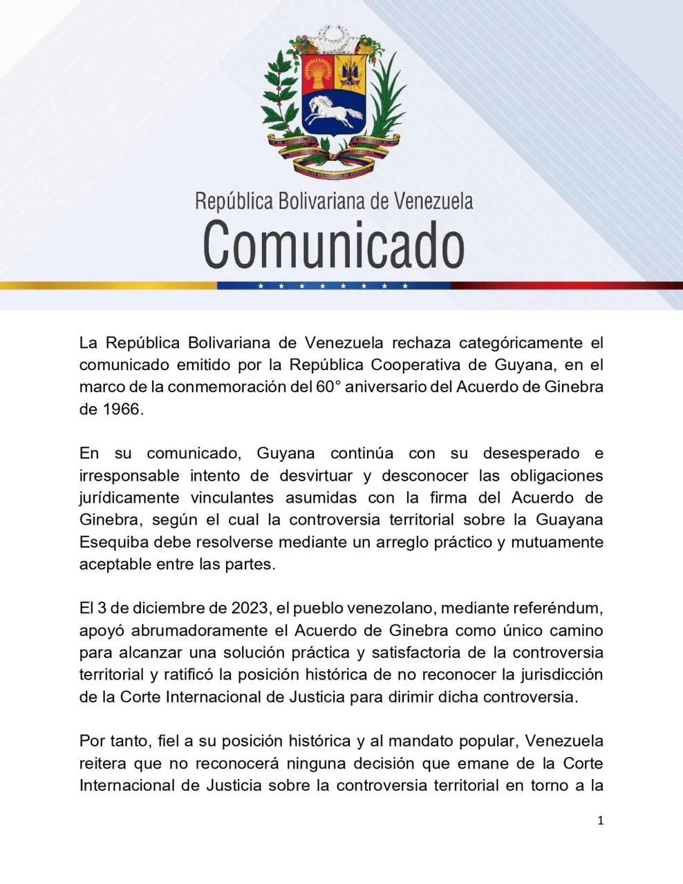 Venezuela rechaza postura de Guyana sobre el Esequibo 1