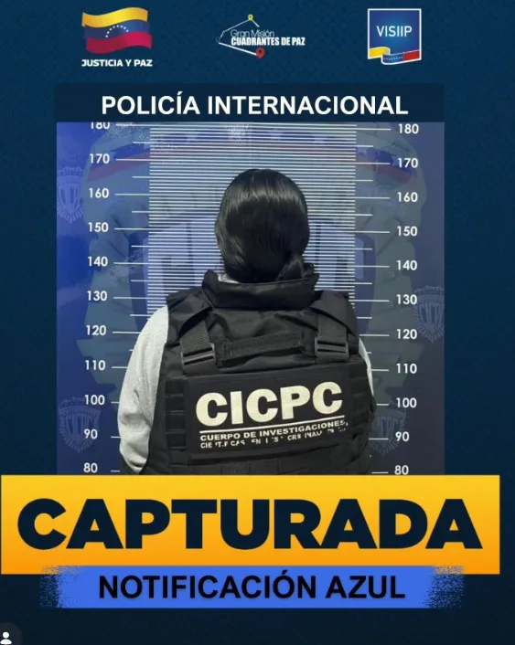 Sucesos.- Funcionarios de la División de Investigaciones de Drogas y Legitimación de Capitales de la Policía Internacional, capturaron en el estado Táchira a una ciudadana requerida por las autoridades colombianas mediante Notificación Azul de Interpol.