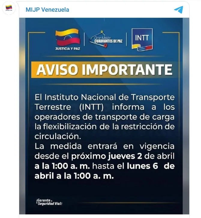 Restricción de circulación vehículos de carga pesada