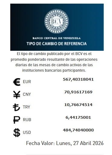 BCV fija tasa de cambio del dólar en 484 74 bolívares