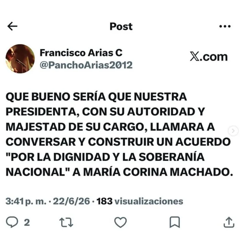 Arias Cárdenas Delcy Rodríguez y María Corina Machado